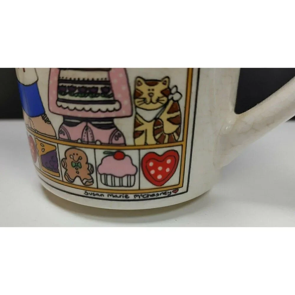 Susan Marie McChesney Kiss The Cook Coffee Mug Gingerbread Cupcake Heart Vintage